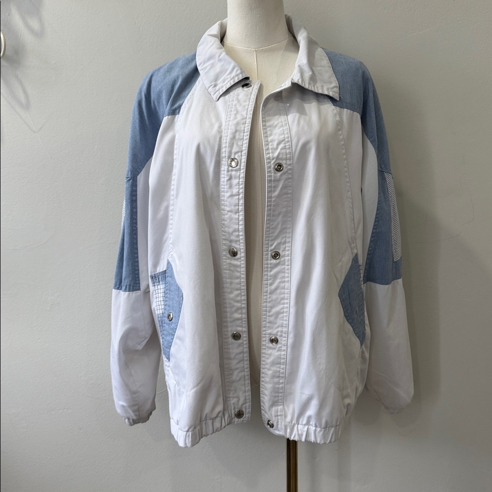 1980s Vintage White and Blue Men’s Jacket